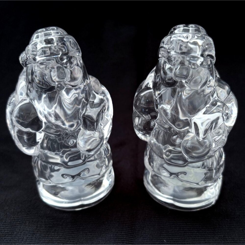 Vintage Gorham Crystal Holiday Traditions Santa Salt & Pepper‎ Shaker Set